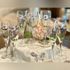 Perrier Jouet Belle Epoque Crystal Champagne Flutes Set Of 9